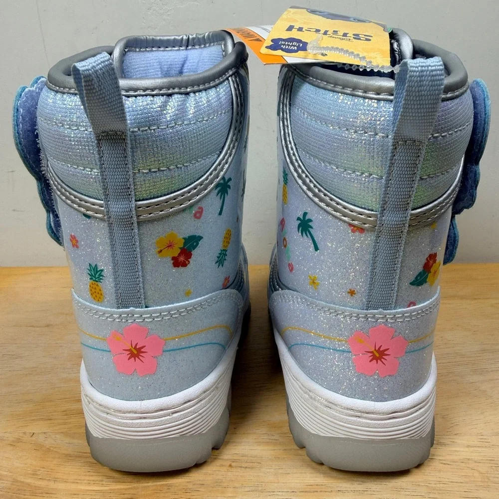 Disney Lilo & Stitch Light Up Snow Boots Toddler Girl 7 Blue Glitter Angel Aloha